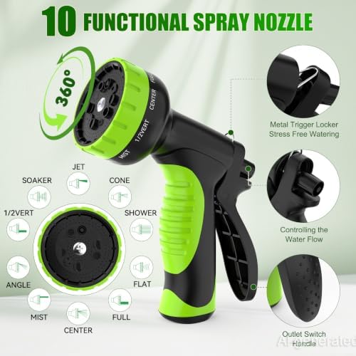 NON-EXPANDABLE Garden Hose 75ft x5/8'', Heavy Duty Flexible Water Hose with 10-Function Sprayer, Lightweight, Leak Proof, Durable Fabric Skin, Pressure Resistant for Yard, Outdoor - Image 6