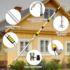 Buyplus 16FT(24FT Reach) Telescopic Gutter Cleaning Tools from The Ground, Rain Gutter Cleaners Tool with 360°Rotatable Metal Nozzle, Extension Pole, Hose Attachment, Watering Wand for Garden Hose - Image 4