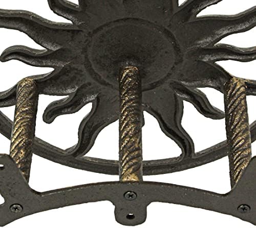 Zeckos Garden Hose Holder Sun 11.5 Inch Cast Iron Bronze - Image 6