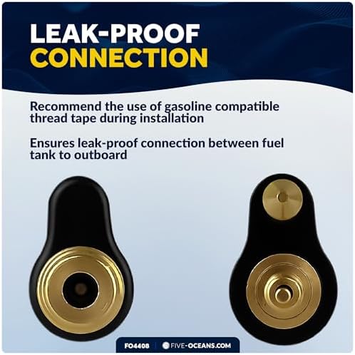Five Oceans 1/4" NPT Male Fuel Tank Connector for All Yamaha Female Tank End Connector & Mercury Female Tank End Connector (Pre-1998), 2-Prong, Brass - FO4408 - Image 4