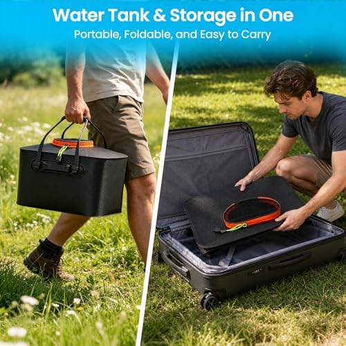 MIXC Portable Misting Systems, Outdoor Water Cooling Misters Set with 5200mAh Water Pump, 5.8GAL/22L Bucket, 36FT(11M) Hose, 8*Adjustable Brass Nozzles for Patio/Umbrella/Golf Cart/Canopy/Camping - Image 6