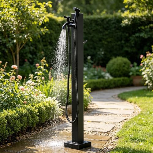 Black Matte Outdoor Water Column Garden Water Tap - 304 Stainless-Steel Freeze Proof Faucet Post Hose Stand for Irrigation Washing, Patio Yard Hydrant(Style 3,Height: 95cm/37.4in) by Gaommini