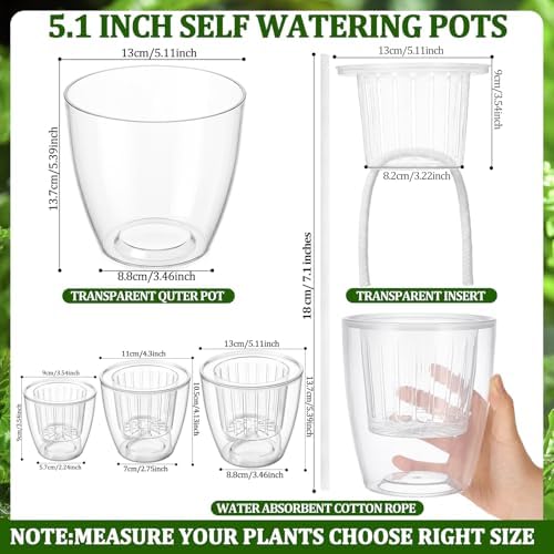 Self Watering Plant Pots, 5.1'', Transparent, 24 Pcs - Image 2