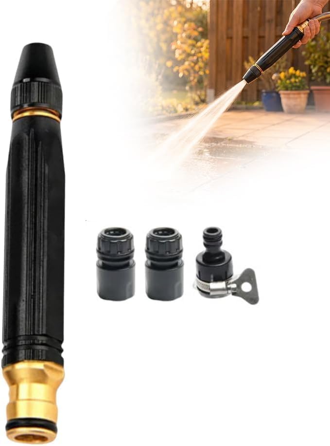 Heavy Duty Adjustable Hose Nozzle High Pressure Jet Sweeper Spray Nozzle (Black 1PC) by AONETIGER