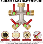 Hose Splitter 4 Way, High Flow Garden Hose Splitter, 3/4” Ght Inlet Brass Heavy Duty Hose Converter, Full Flow water 4 Way Faucet hose splitter, Long Handle Hose Valve Large Outlet. - Image 5