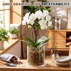7 Inch Clear Acrylic Orchid Planter Pot with 360° Round Holes & Tray - Image 5
