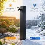 Outdoor Stainless Steel Garden Water Column - Freestanding Hose Stand with Double Outlet Faucet, Decorative Yard Hydrant Fountain for Patio & Backyard (27.5 x 4.7 in) - Image 4
