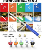 Extendable High Pressure Power Washer Wand for Garden Hose,Jet Nozzle Hydro Jet Washer Tool (17"-26" Adjustable) with Nozzles & Quick Connectors for Gutter Cleaning Car Wash Patio Lawn Watering (11) - Image 2