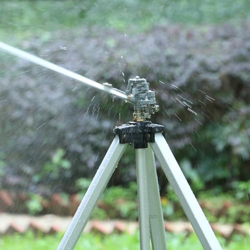 STYDDI Heavy Duty Impact Sprinkler on Tripod Base, Extra Tall Metal Pulsating Telescoping Tripod Sprinkler for Large Area, Yard, Lawn, Garden, Waters up to 90 Ft. Diameter, Legs Extends Up to 50-inch - Image 6