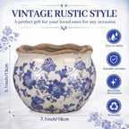 Geetery Ceramic Planter Pot 7.1 Inch Round Plant Pot,Chinoiserie,Blue,Small - Image 2