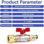 Expandable Garden Hose Repair Kit 2 Sets 1/2" Brass Hose Adapter with Ball Valve Pacifier Quick Connector for Garden Irrigation Watering Fitting Or Extender Coupling Joint(B-1set) - Image 3