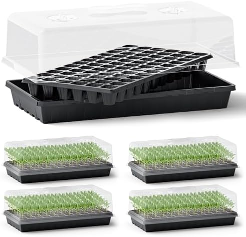 ZJP 5-Pack Seed Starter Trays Set – Includes 1020 Trays (No Holes) + 72-Cell Deep Plug Trays (2.44" Deep) + 5" Clear Humidity Domes for Vegetables, Herbs, Flowers by Unknown