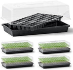 ZJP 5-Pack Seed Starter Trays Set – Includes 1020 Trays (No Holes) + 72-Cell Deep Plug Trays (2.44" Deep) + 5" Clear Humidity Domes for Vegetables, Herbs, Flowers by Unknown
