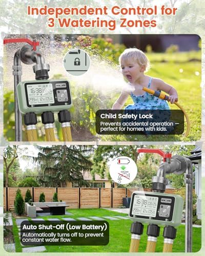 3 Zone Sprinkler Timer, Programmable Water Timer for Garden Hose - Image 3