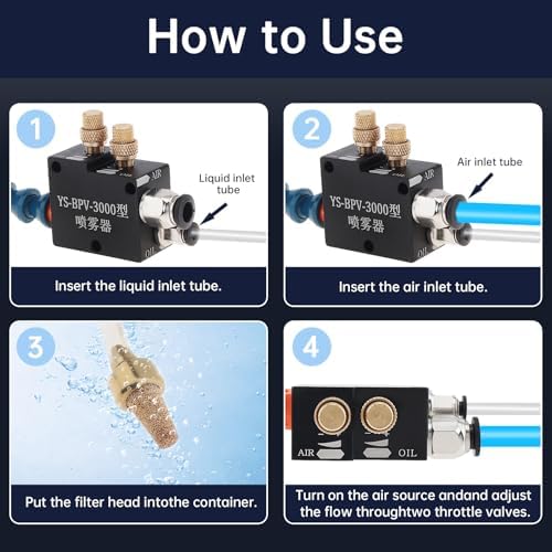 Coolant Mister for Milling Machine YS-BPV-300 Mist Coolant Lubrication Spray System forCutting/Engraving/Cooling Machine with 1/4" and 8mm Air Inlet Hose Connect Fitting (Pack of 2) - Image 6