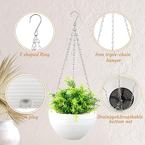 Zopeal 16 Pack 8" White Self Watering Hanging Planters for Plants - Image 3