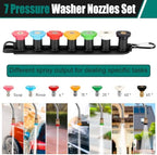 24FT Telescoping Pressure Washer Extension Wand, 4000PSI High Reach Power Washer Wand with Rotary Brush, 7 Nozzles & M22 Adapters, Gutter Cleaning Tool for Second Story Window Patio Garden - Image 6