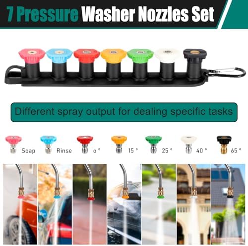24FT Telescoping Pressure Washer Extension Wand, 4000PSI High Reach Power Washer Wand with Rotary Brush, 7 Nozzles & M22 Adapters, Gutter Cleaning Tool for Second Story Window Patio Garden - Image 6