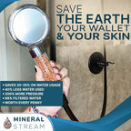 Filtered Shower Head with Handled by MineralStream, High Pressure Water Saving Showerhead with Filter Beads for Hard Water with Rainfall, Jet and Massage settings - Image 7
