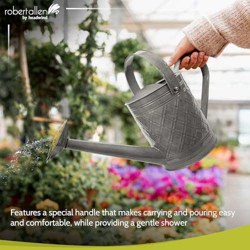 Headwind Cortland 1 Gallon Metal Watering Can with Brass Rose Spout, Vintage Galvanized Watering Can for Garden, Indoor & Outdoor Plants, Copper Accent Steel – Galvanized Silver - Image 6