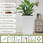 22.6 inch Planters, 22.6 Inch Square Self Watering, White, 2 - Image 5