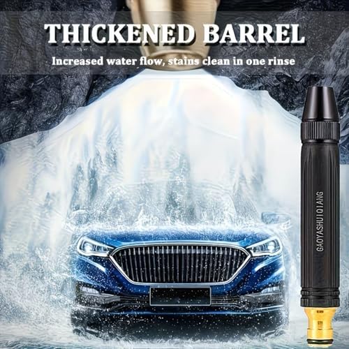 High Pressure Water Cannon, 3 Adjustable Spray Home High Pressure Car Wash Water Gun with Booster, Metal Anti-Leakage High Pressure Water Jet Hose Nozzle for Plant Watering Lawn Cars (Metal) - Image 3