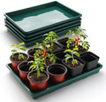 RooTrimmer 5 Pack Seed Starter Trays (17"x11"x2"), Plastic Flat Nursery Pots Trays, Durable Carrying Seedling Starter Tray, Reusable Tray for Planting and Collecting Drainage Water (Green) by RooTrimmer