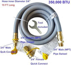 15FT 3/4" ID Natural Gas Hose with 3/4 Quick Connect for Standby Generators, Long 3/4 Gas Flex Line Hose for NG/LP Propane Appliances Construction Heaters, Tool Included - Image 2