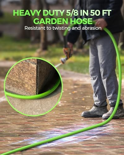 50 FT x 5/8″ Garden Hose, Lightweight Flexible Garden Water Hose with Swivel Handle, 200 PSI Working, 450 PSI Burst, Heavy Duty Water Hose for All-Weather Outdoor Use, G50GH06 - Image 2