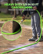 50 FT x 5/8″ Garden Hose, Lightweight Flexible Garden Water Hose with Swivel Handle, 200 PSI Working, 450 PSI Burst, Heavy Duty Water Hose for All-Weather Outdoor Use, G50GH06 - Image 2