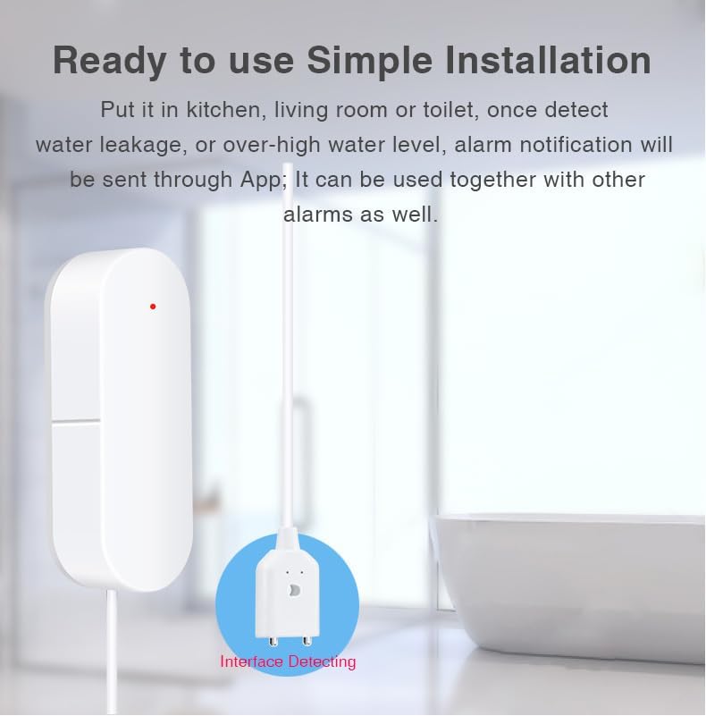 UseeLink WiFi Water Sensor, Smart Water Leak Detector, 100dB Adjustable Alerts & App Smart Push, IP67 Waterproof, Wireless Detector for Kitchen, Bathroom, Basement, No Hub Required - Image 6