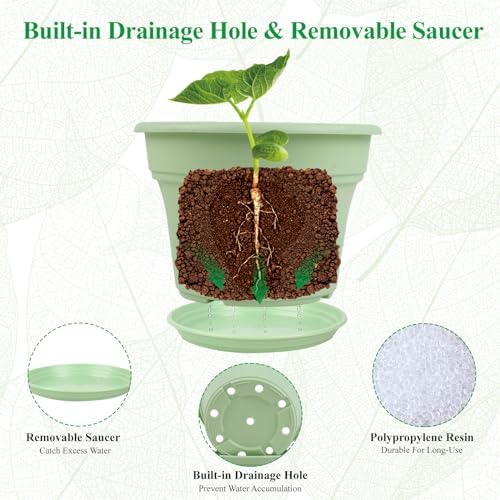 Pottiffe Plant-Pots-Planters-Indoor-Outdoor, 16 inch 4 Pack Green - Image 4