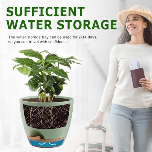 QRRICA 12/10/9 Inch Self Watering Pots for Indoor/Outdoor Plants - Image 5