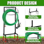 Freestanding Garden Hose Holder with Storage Basket, Black - Image 2