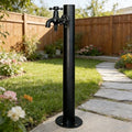 Outdoor Garden Irrigation Spigot Freestanding Garden Tap with Spray Gun, Black Stainless Steel Water Column, Weatherproof Hose Bib Patio, Lawn, Car Washing, Pet Bathing(Style 2,Height: 95cm/37.4in) by Junvstor