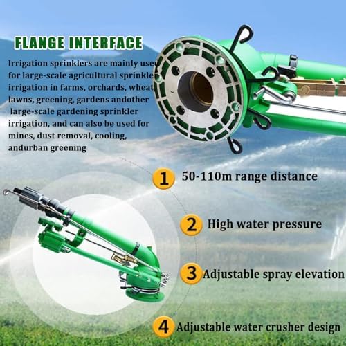 Farm Irrigation Sprinkler, 2" Farm Sprinklers Spray, 360°Adjustable Large-Area Watering Spray, with Replacement Nozzle, for Farm Lawn Garden Irrigation - Image 5