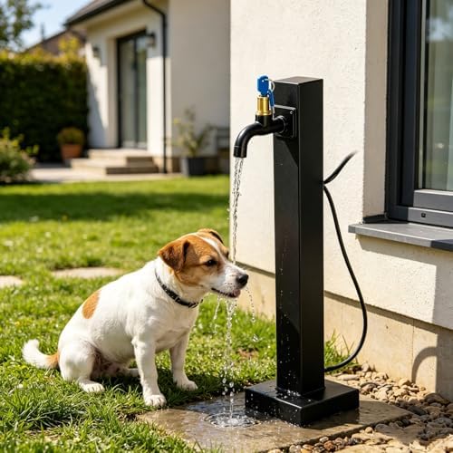 Outdoor Faucet Stainless Steel Garden Water Column Hose Stand, Freestanding Floor Mounted Hydrant Water Tap, Bottom Or Side Inlet/Freeze Proof(Style 4,Height: 60cm/23.6in) by Gaommini