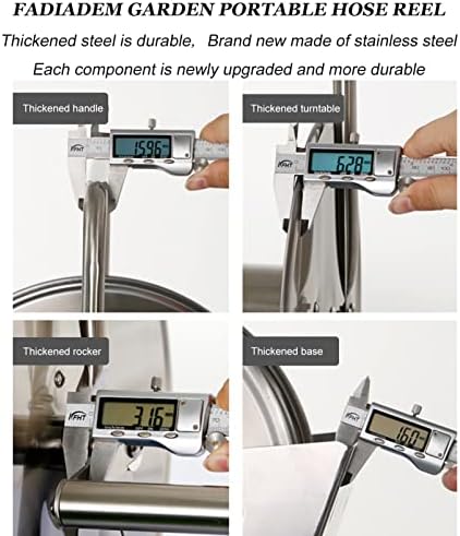 Garden Hose Reels with with Hose and Nozzle, Wall Mounted/Portable Water Hose Reel with Crank, Stainless Steel Water Pipe Storage Shelf Reel Holder, Reel Cart Hose Caddy for Watering Washing - Image 5