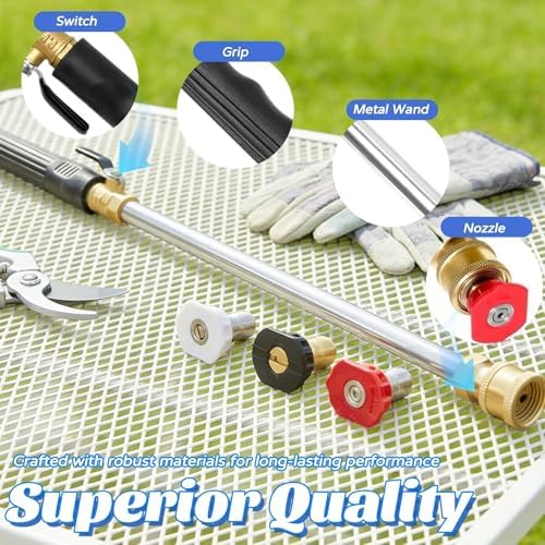 Garden Hose Nozzle High Pressure Washer with 3 High-Pressure Nozzles, High Pressure Wand for Garden Hose, Garden Hose Attachment for Patio Outdoor Cleaning (Set C) - Image 5