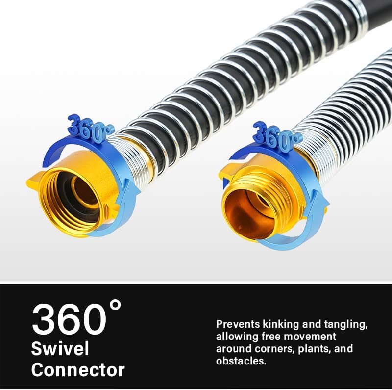 Garden Hose 5/8"x 25ft 4-Layer Heavy Duty Water Hose 800 Burst PSI Black - Image 4