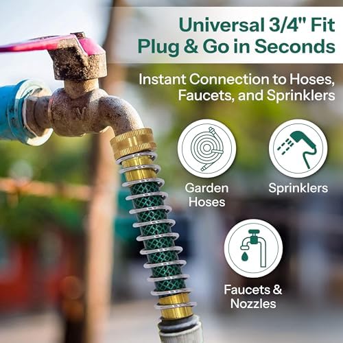 Garden Hose Protector with Coil Spring – Brass 3/4 in GHT, 4 Pack - Image 4