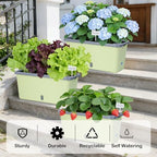 Oliz Window Box Planter 4 Packs, 14 Inches Rectangle Flower Pots with Breathable Drainage Holes, Pots for Vegetables, Herbs, Flowers, Garden Windowsill Balcony (Green & Grey) - Image 2