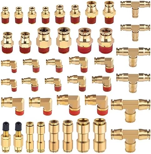 CheeMuii 43 Pcs Brass DOT Air Line Fittings Kit Push Lock DOT Air Fittings by CheeMuii