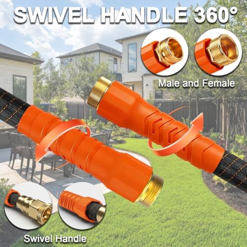 Flexible Garden Hose 50 Ft, Ultra Lightweight Water Hoses w/10 Function Sprayer, Non-Kink, All-Weather Hose Pipe,Abrasion Resistant for Yard, Lawn,Car,RV,Boat,Outdoor Gardening (OrangeBlack,50 Ft) - Image 6