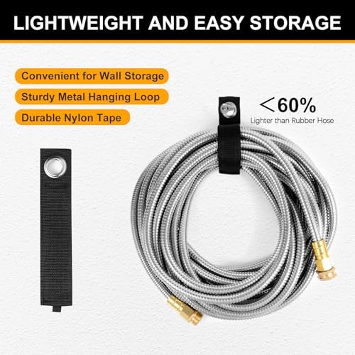 Metal Garden Hose 50 ft with 10 Function Sprayer Nozzle, Lightweight Stainless Steel Water Hose with 3/4" Solid Fittings, Flexible Kink Free Leak Proof for Yard, Patio, Outdoor & Car washing - Image 6