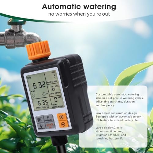 Automatic Irrigation Timer IP55 Protection Large Screen Digital Watering Controller, Programmable Sprinkler Timer for Garden Lawn Potted Plants, Battery Not Included - Image 3