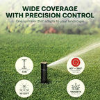 Rain Bird 32SA Simple Adjust Gear Driven Rotor Sprinkler Head, 2 Pack - with 1/2 inch Inlet - Water Efficient 4 inch Pop Up Lawn Sprinkler, Adjustable 40-360 Degree Spray Arc and 19-32 ft Radius - Image 3