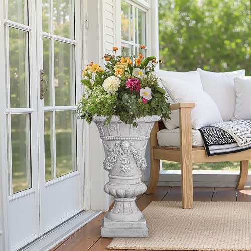 23.75' Planters Garden Urn, 23.75 Inch, Light Gray by Noeko