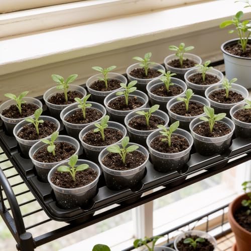 homenote 5 Pack 20 Cell Seed Starter Trays with 100 Clear 3 Inch Plant Pots - Image 2