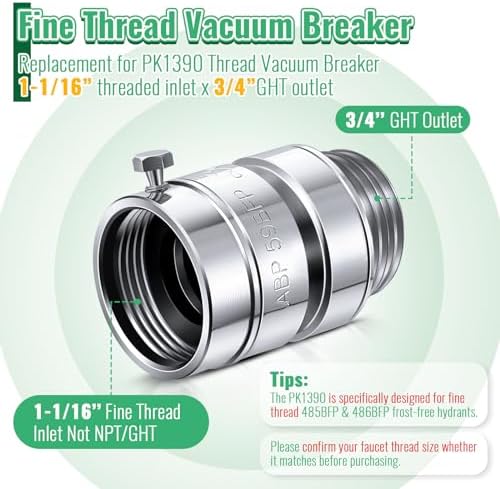 2PCS Self Draining Vacuum Breaker Compatible with PK1390 Thread Replacement - Image 3